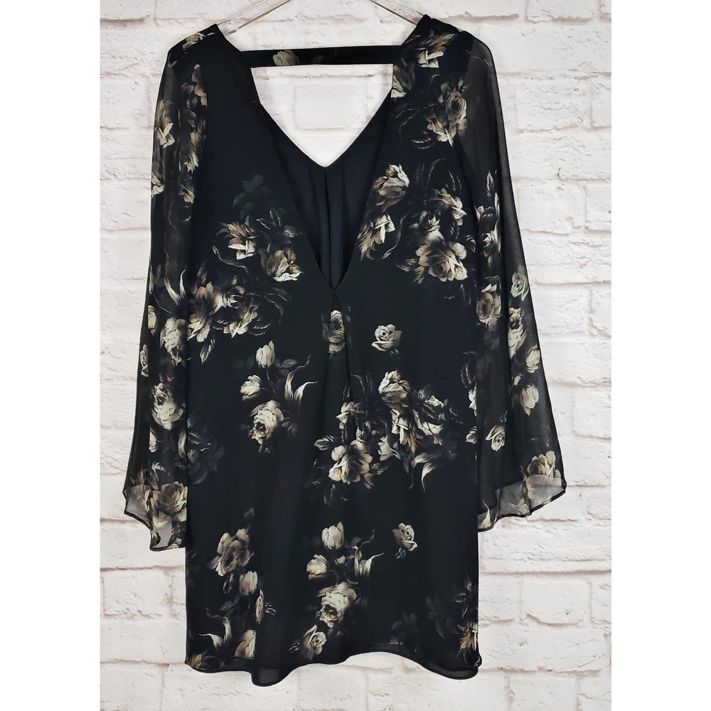Chaser Women's English Roses Open-Back 100% Silk Mini Dress ~ Size Small - Picture 4 of 8